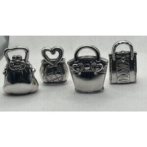 Brighton Set 4 Purse Place Card Holder Silver Plated Garden Party Bridal Shower